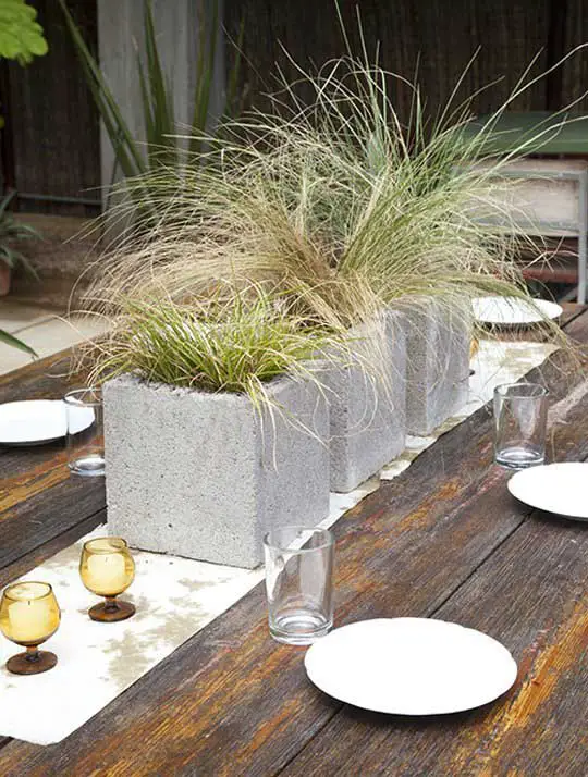 Cinder Block Grass Table Runner