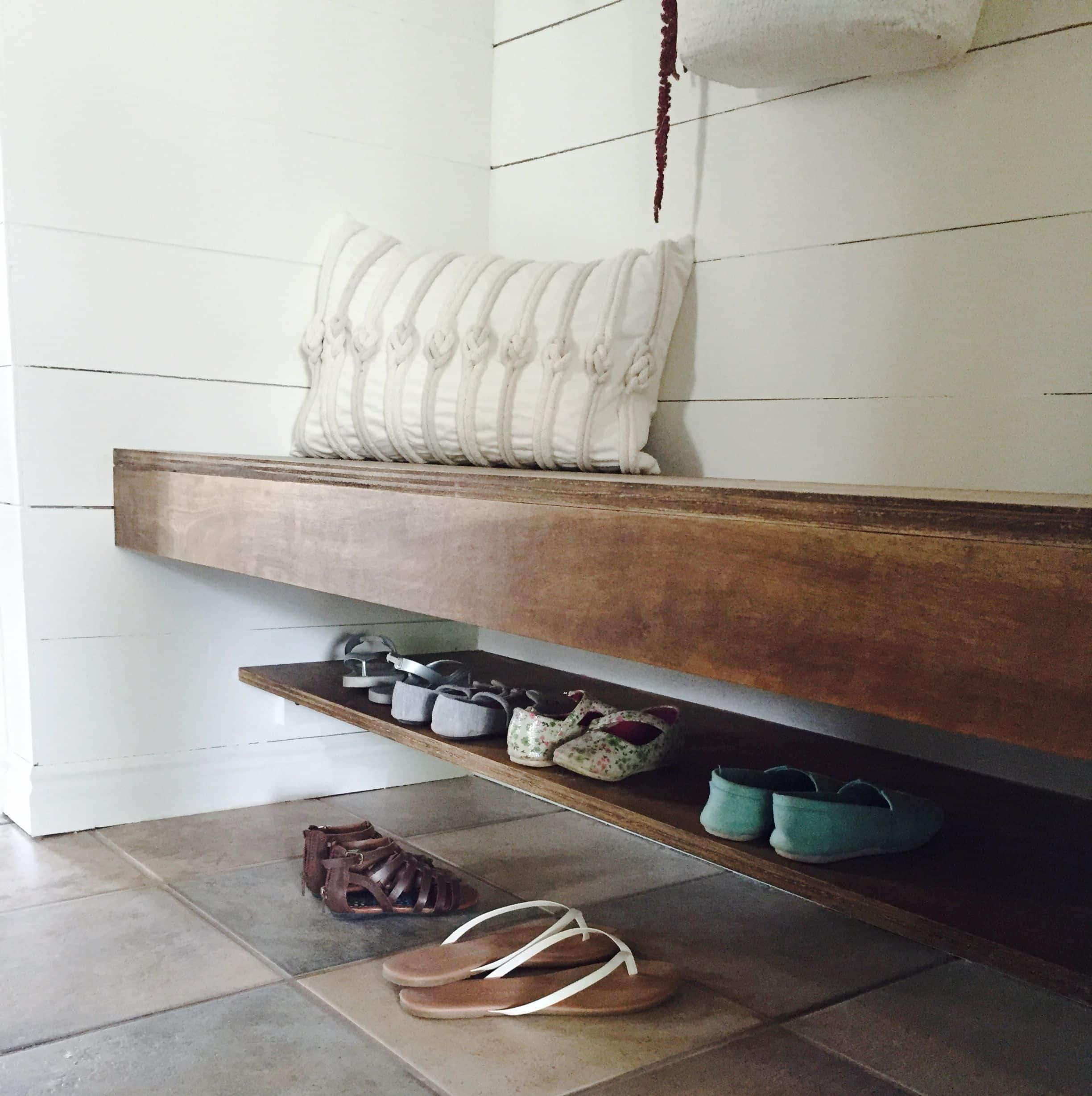 DIY Floating Entryway Boot Rack