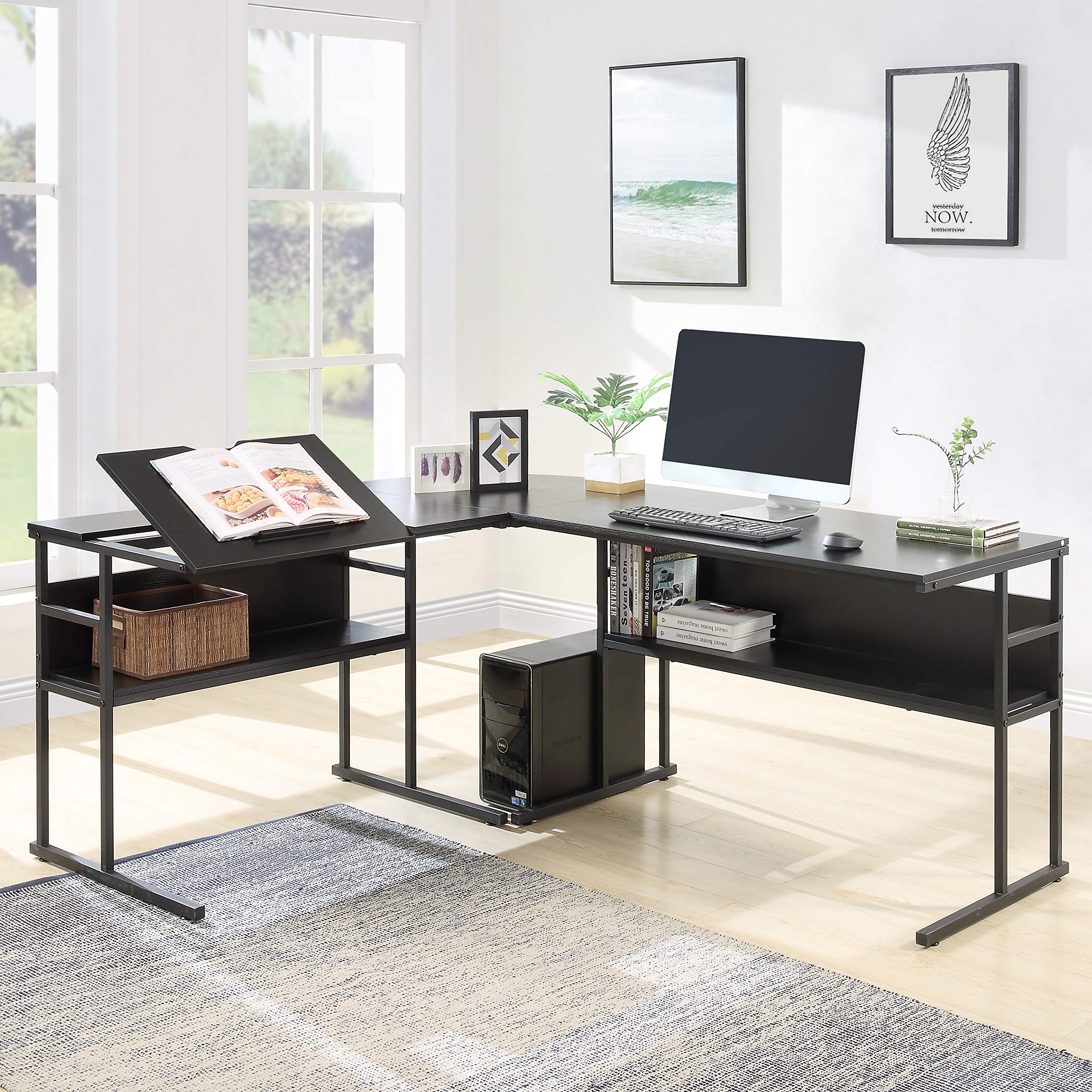 L Desk with Steel Legs