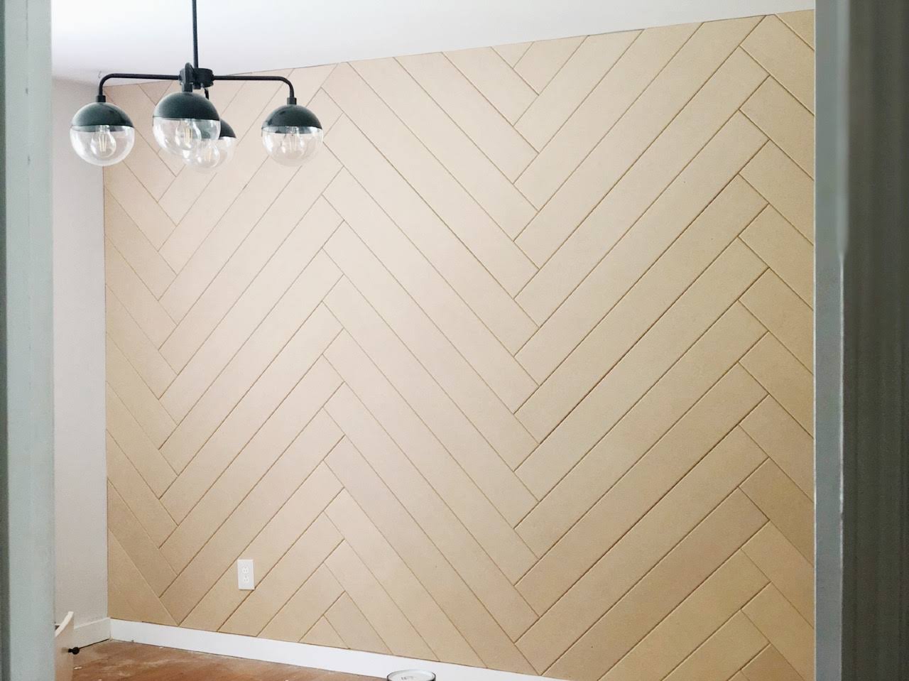 DIY Herringbone Wood Wall