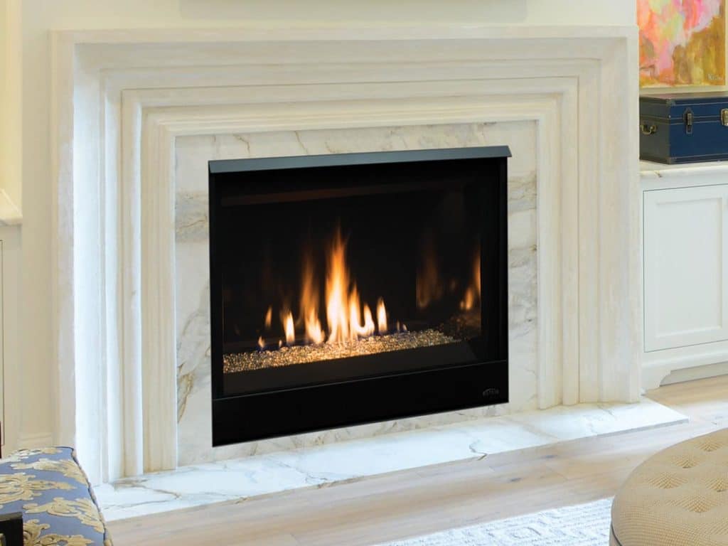 Gas fireplace.