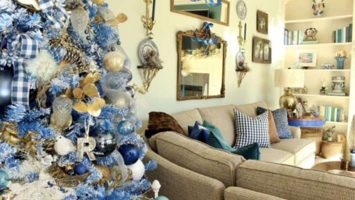 ideas to decorate a blue christmas tree