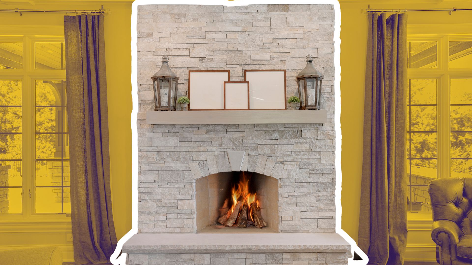 painting stone fireplace