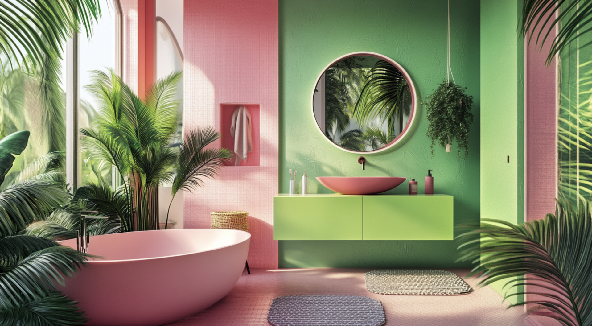 Bold Green and Pink Bathroom Décor Ideas