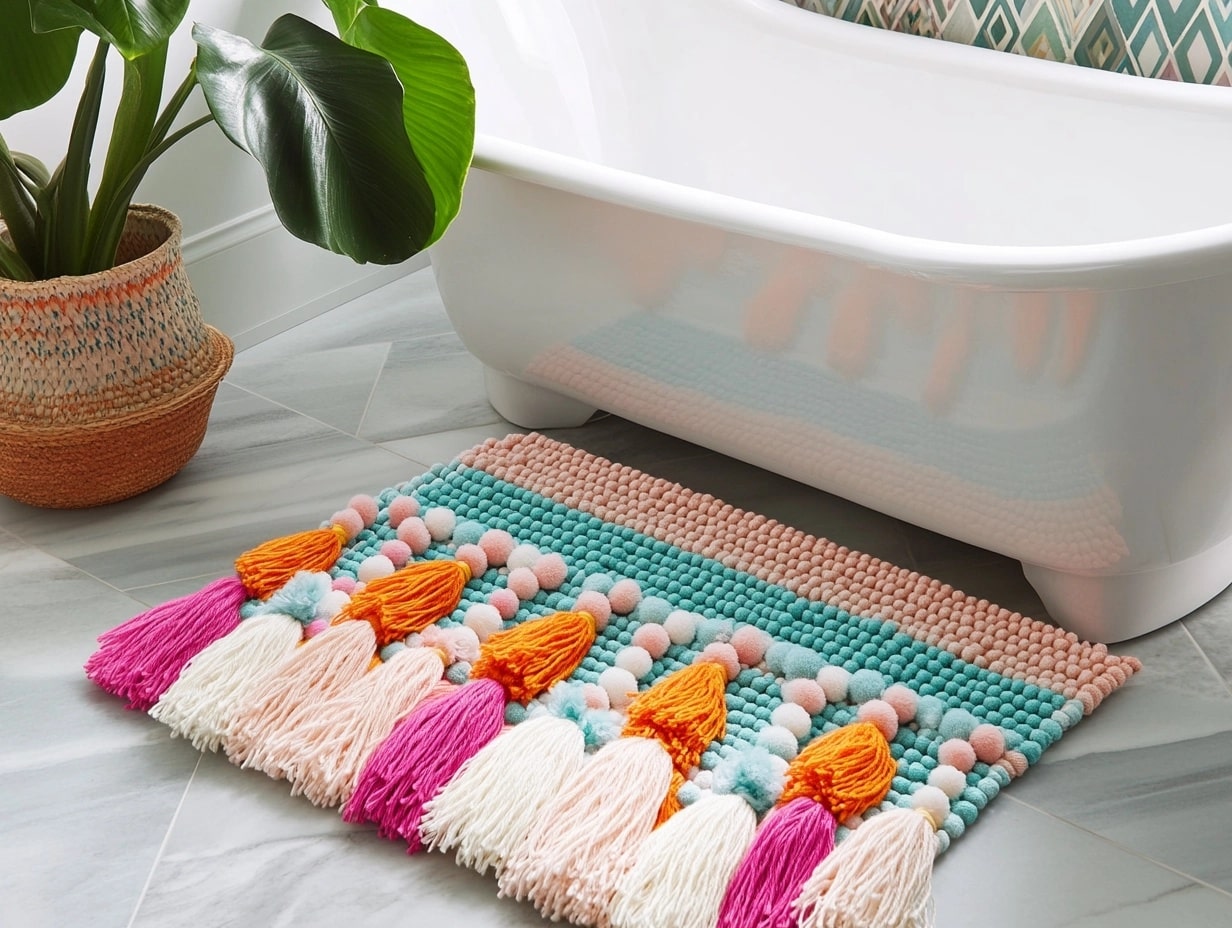 Bright Tassel Bath Mat.