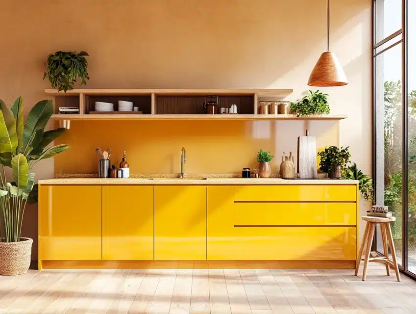 Mustard Yellow Cabinets.