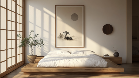 Simple Bedding with Statement Art