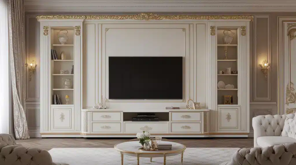 White and Gold Style Cabinets