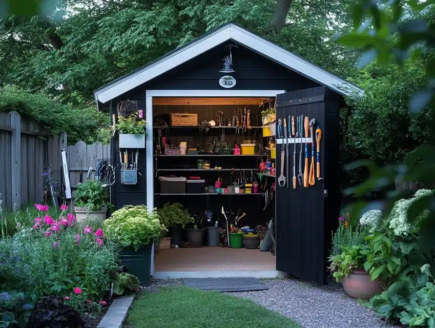 Black Garden Tool Storage Shed