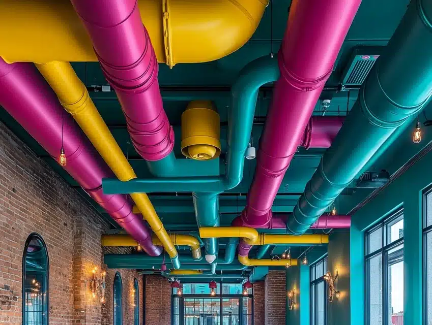 Ceiling with Painted Ductwork