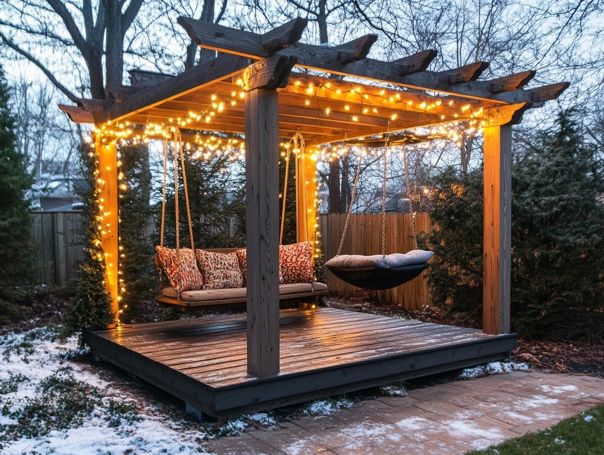 DIY Pergola with Built-in Swing for Relaxation