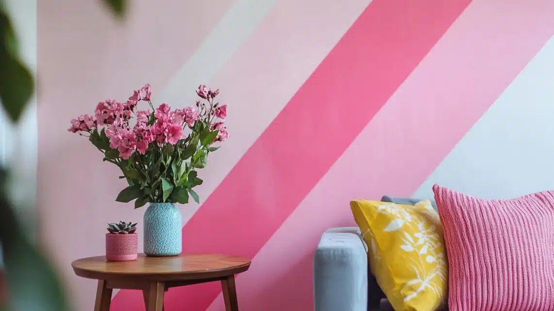 DIY Pink Washi Tape Wall Design