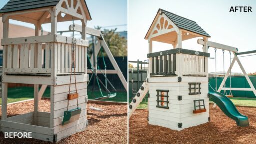 DIY Wooden Swing Set Makeover