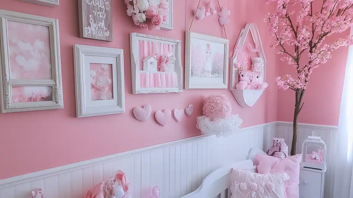 Dollar Store Pink Gallery Wall