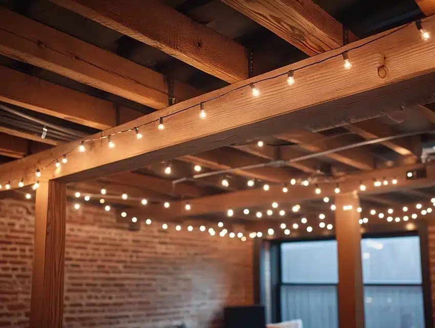 Exposed Ceiling with String Lights