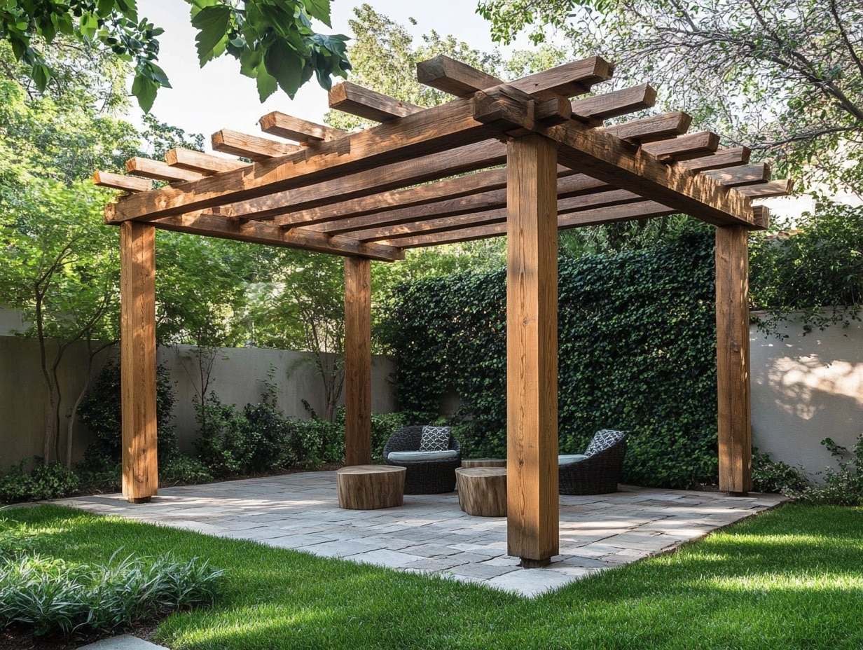 Minimalist Wooden Pergola with Reclaimed Wood