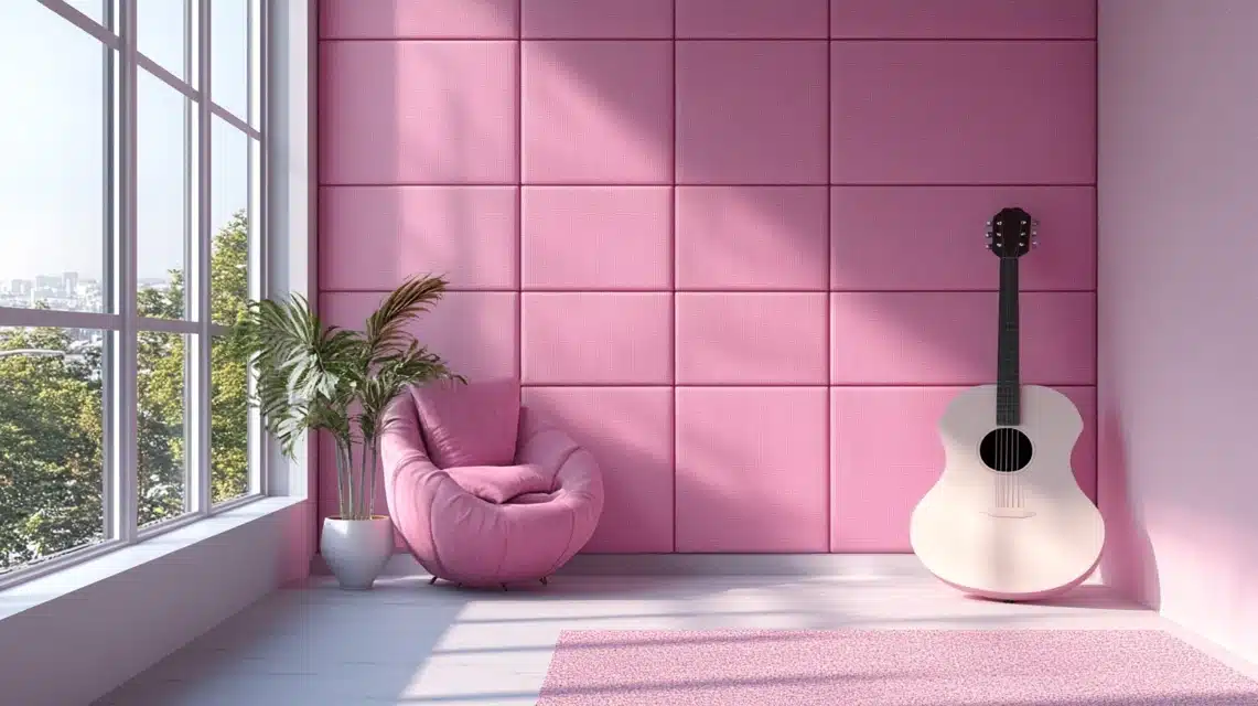 Musical Corner with Pink Acoustic Panels