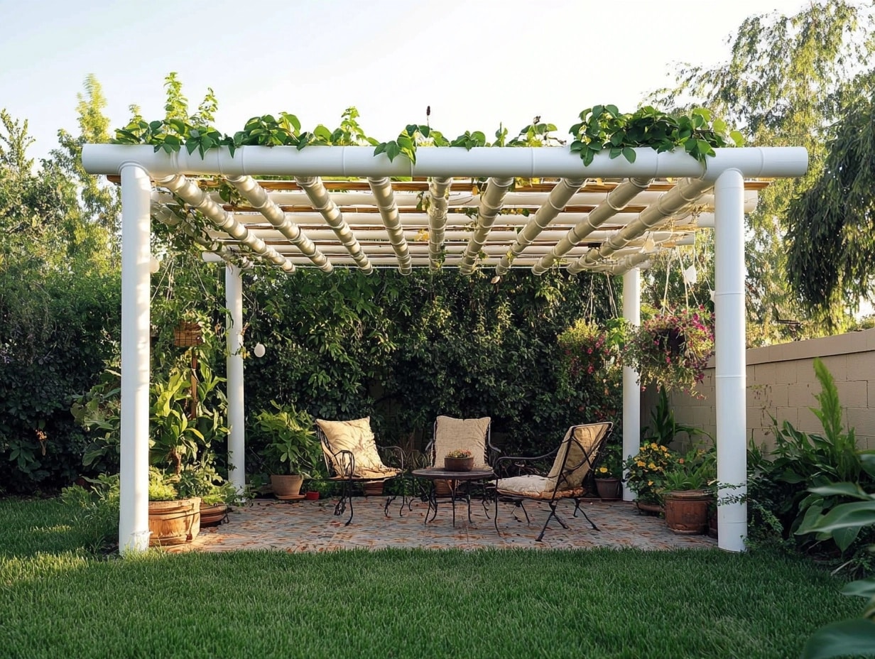 Pergola with Recycled PVC Pipes