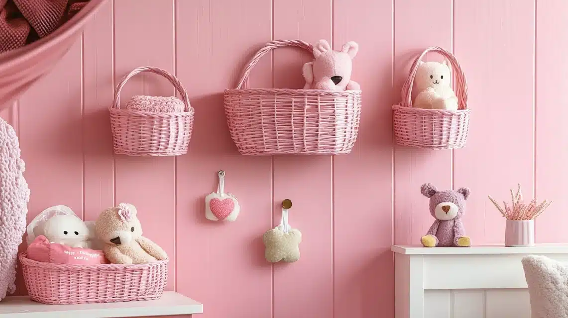 Pink Basket Wall Organisation