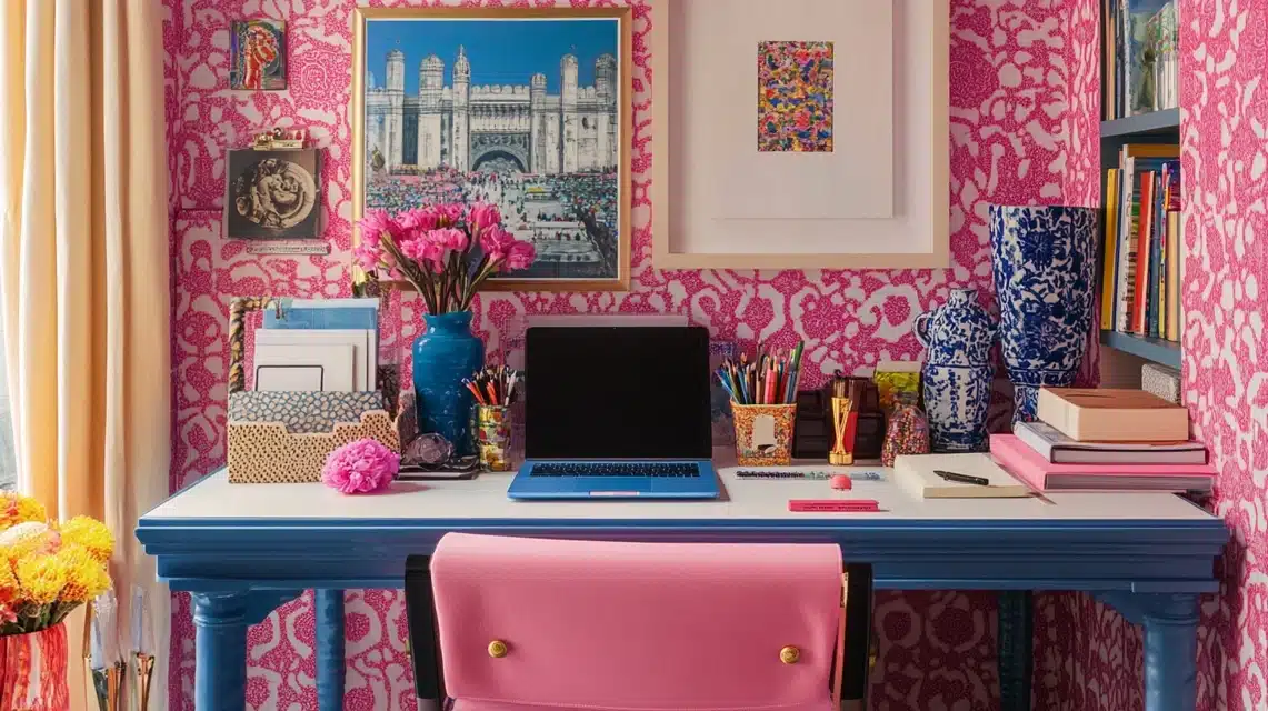 Pink Pattern Mix Study Space