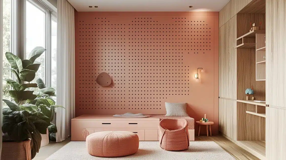 Pink Pegboard Wall