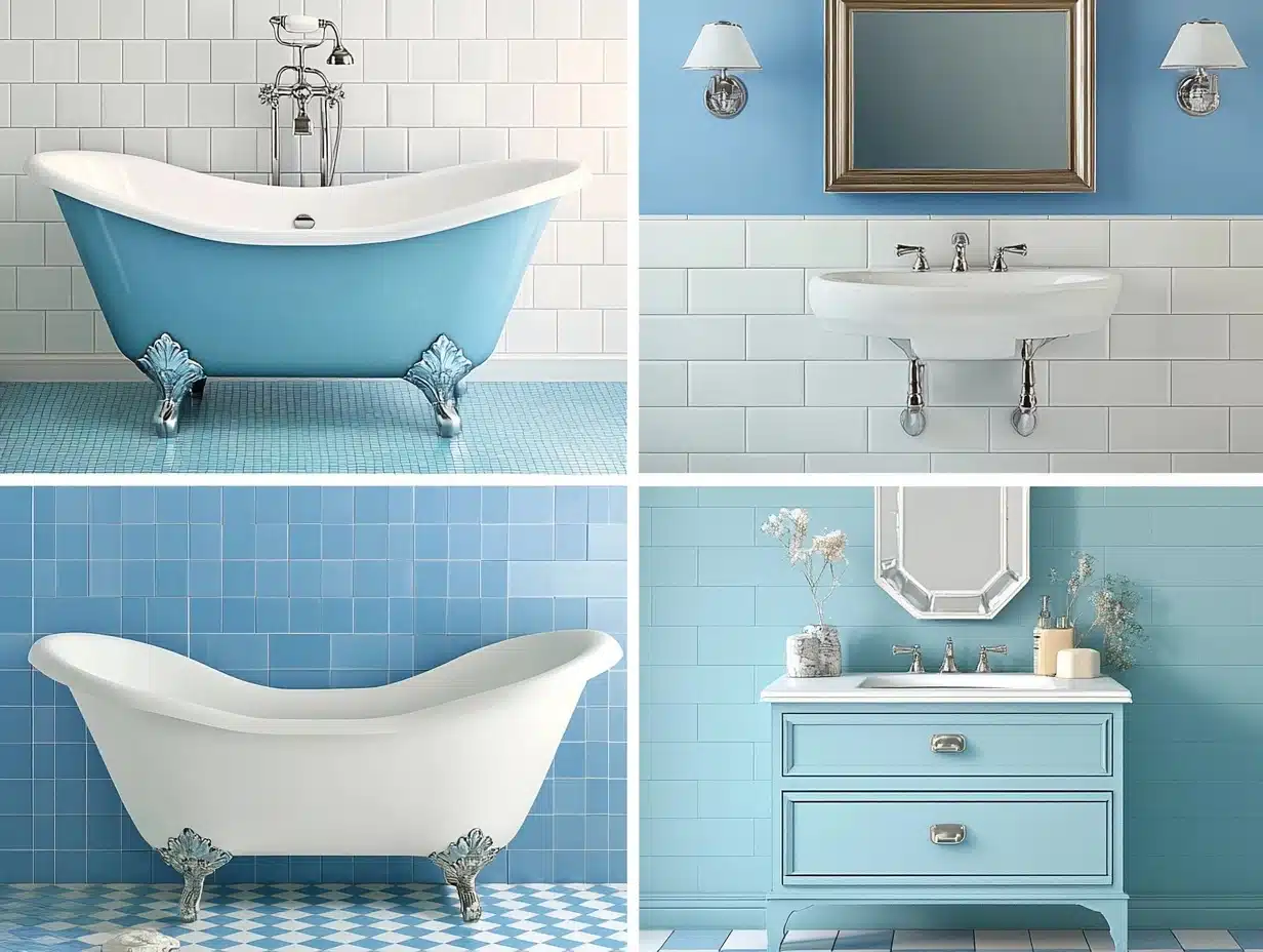35 Retro Blue Bathroom Ideas to Inspire Your Design - Enthralling Gumption, image size:1232x928