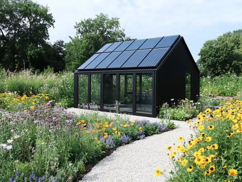 Solar-Powered Black Shed