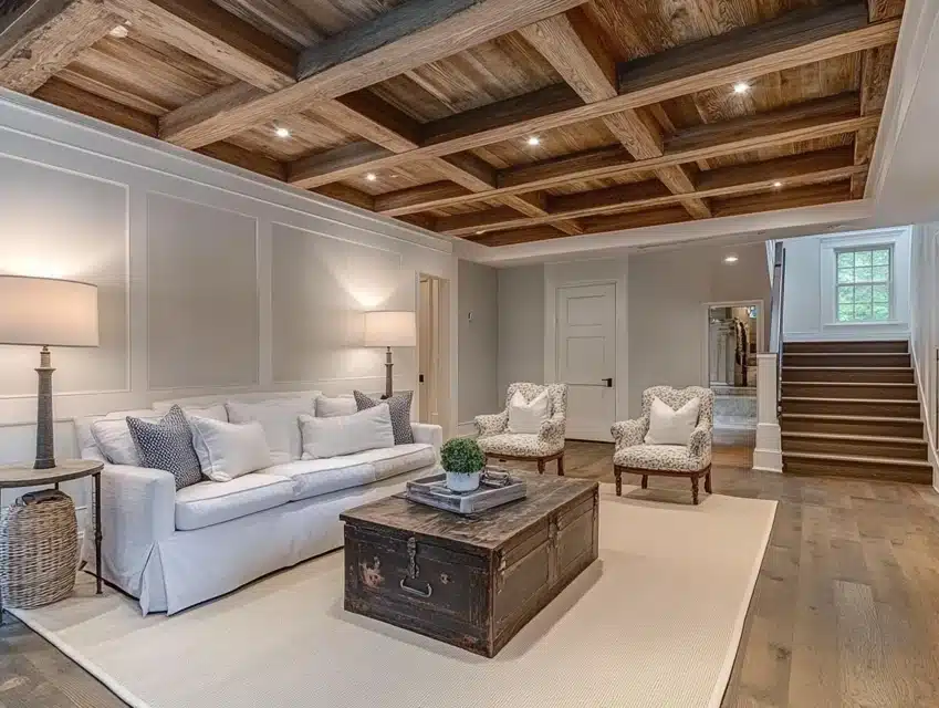 Stained Wood Exposed Ceiling