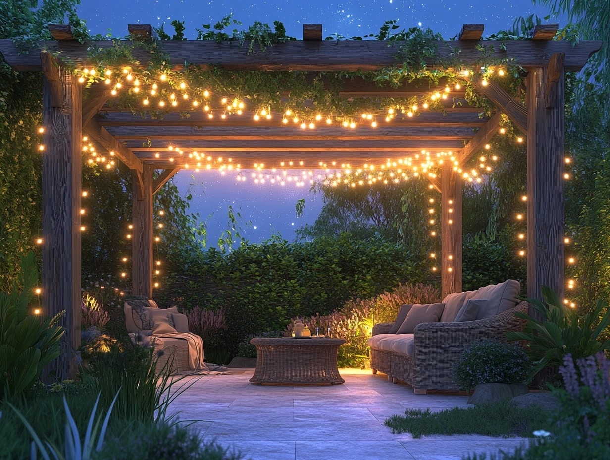 String Light Pergola for a Cozy Evening Vibe