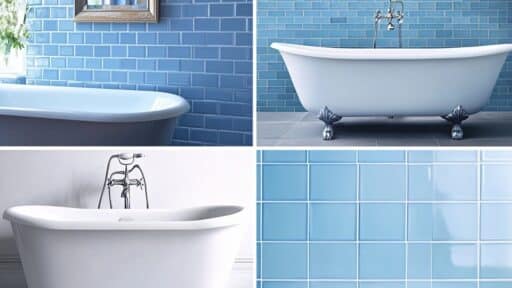 Vintage Blue Tile Bathroom Decorating Idea