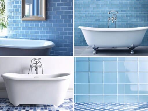 Vintage Blue Tile Bathroom Decorating Idea