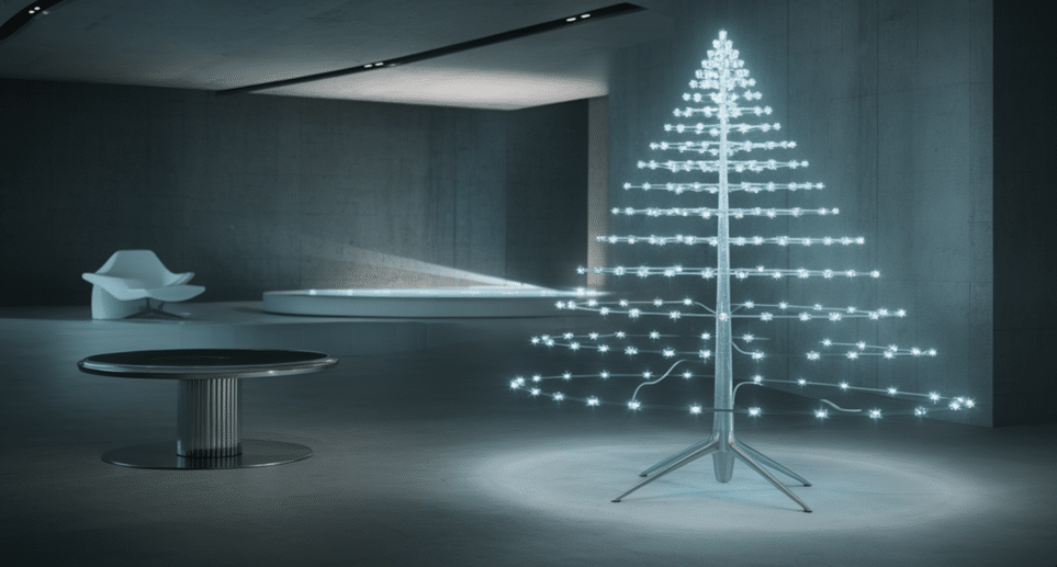 White Tree with Blue LED Fiber Optics