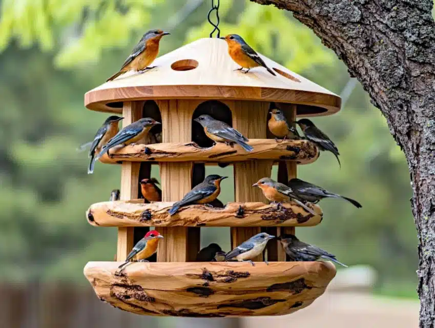 Wooden Bird Feeder