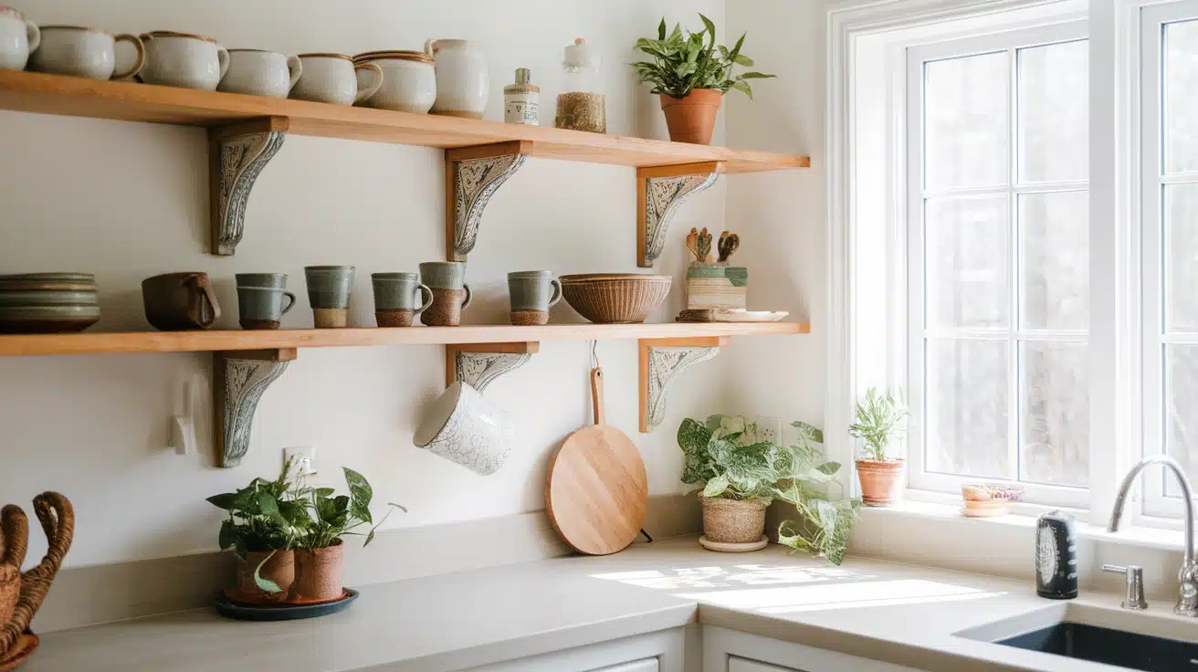 Add Natural Wood Shelving