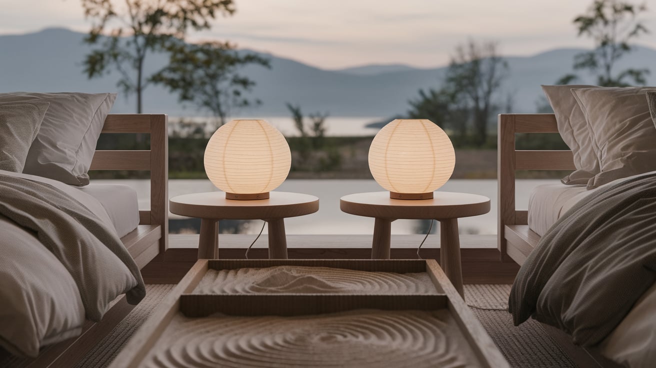 Bedside Lamps with a Rice Paper Finish