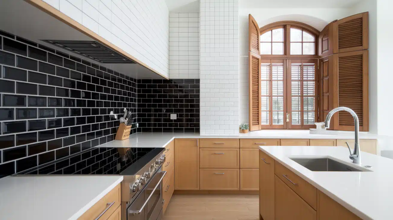 Black and White Ceramic Tiles for The Backsplash