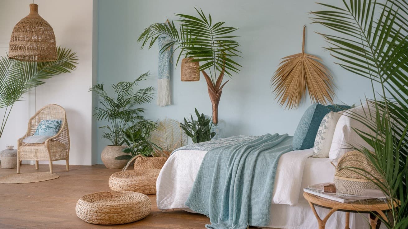 Coastal Bedroom with Tropical Elements