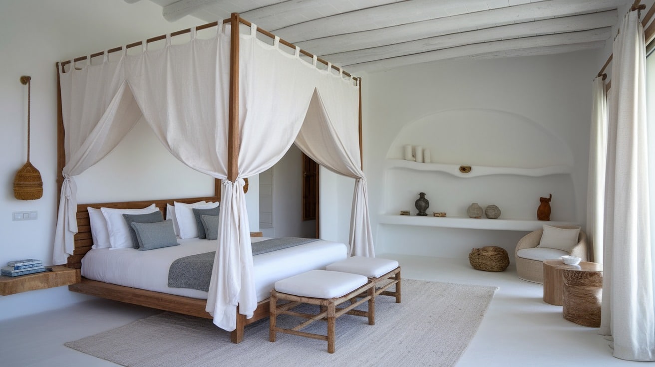 Coastal Bedroom with White Walls