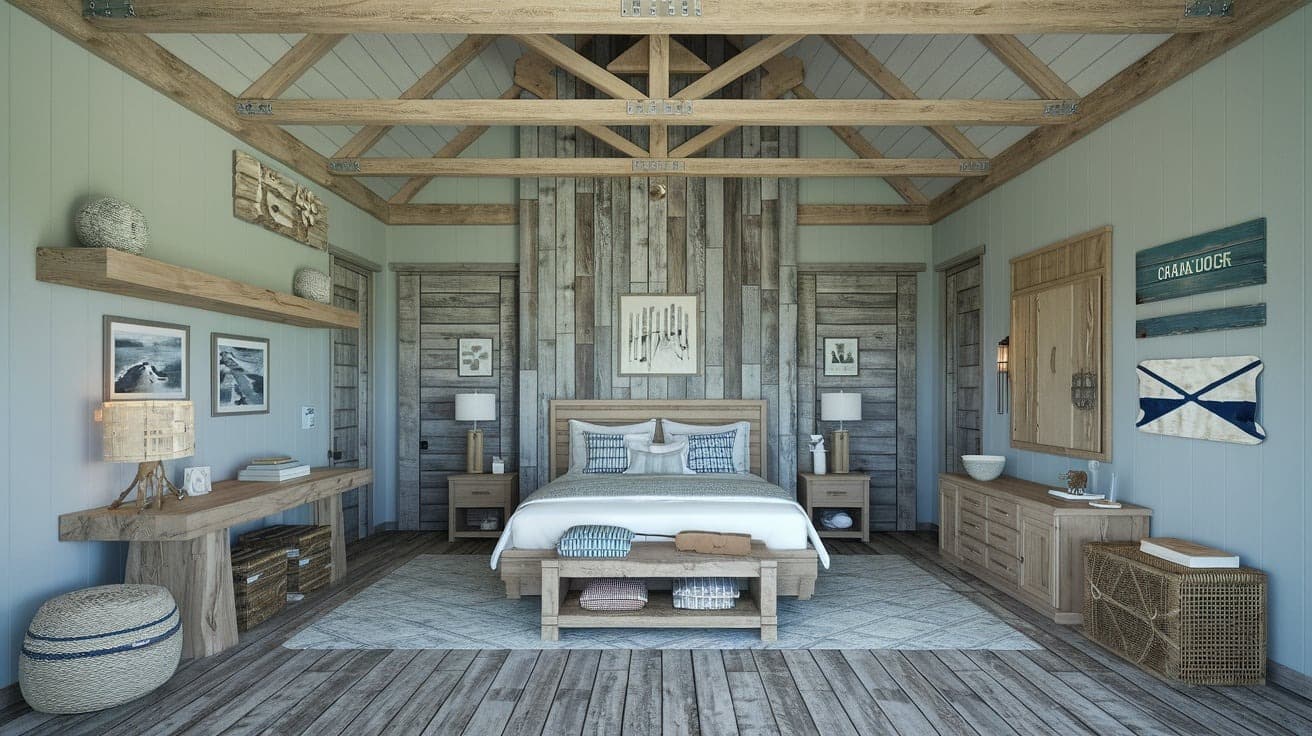 Coastal Bedroom with a Rustic Touch