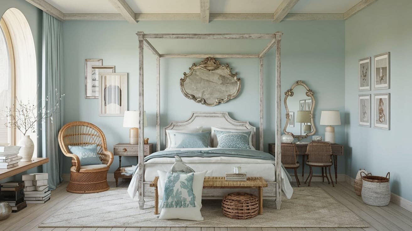 Coastal Bedroom with a Shabby Chic Style