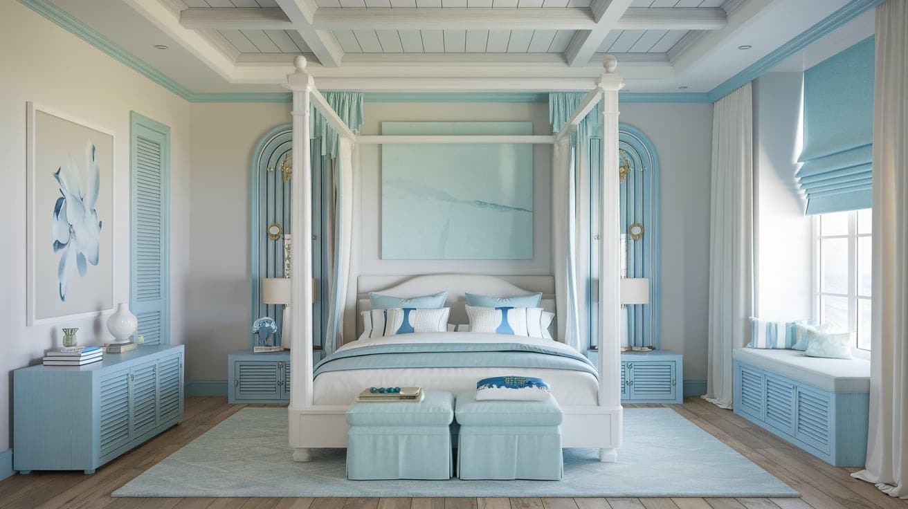 Coastal Bedroom with a Soft Blue Theme