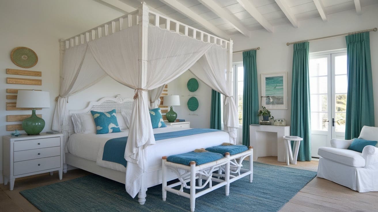 Coastal Bedroom with a White Theme