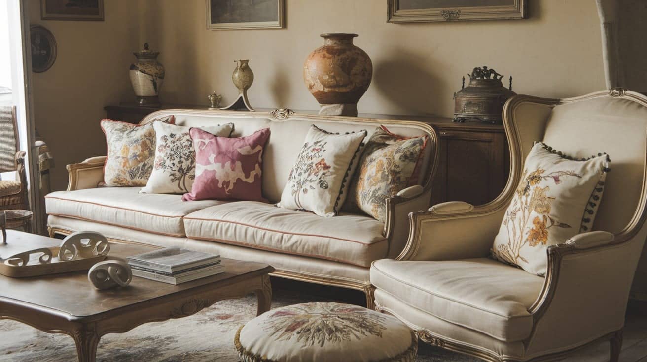 French Living Room with Decorative Cushions