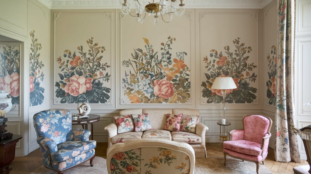 French Living Room with Floral Patterns