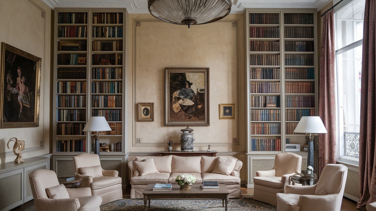 French Living Room with High Ceilings