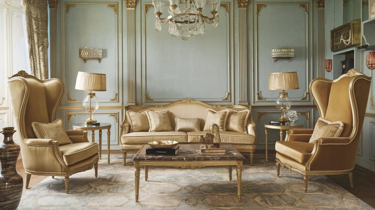 French Living Room with Luxurious Upholstery