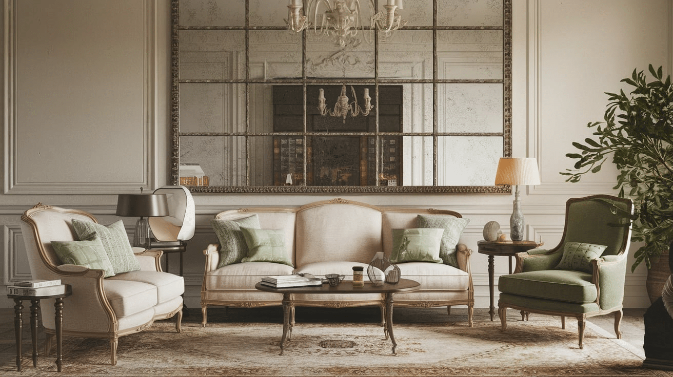 French Living Room with Mirrors