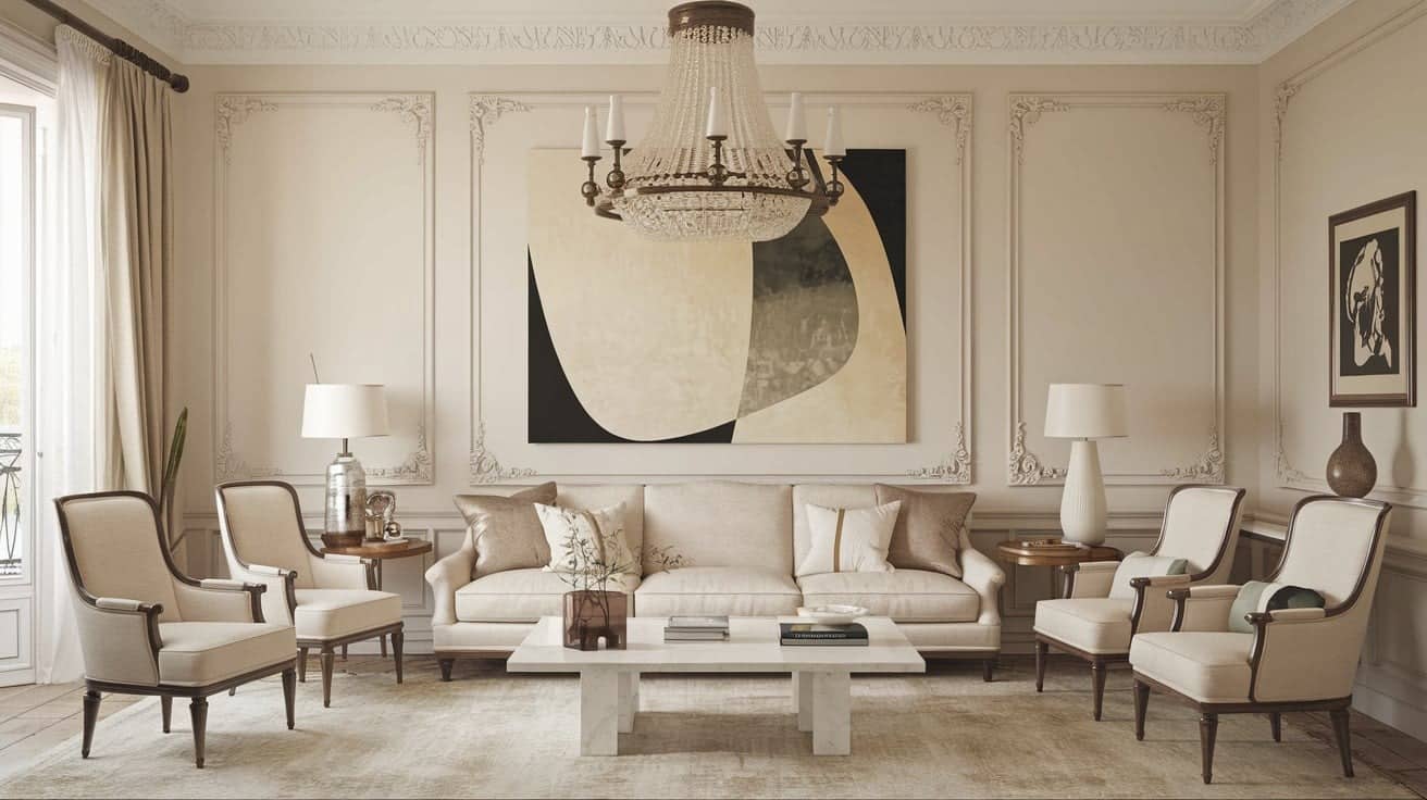 French Living Room with Sculptural Pieces