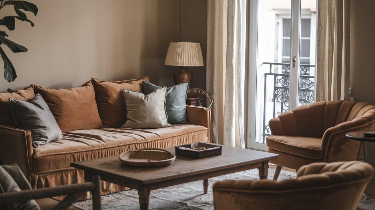 French Living Room with Soft Fabrics