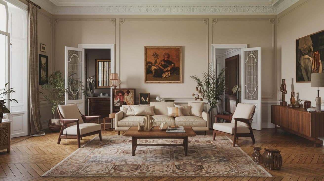 French Living Room with Wooden Flooring